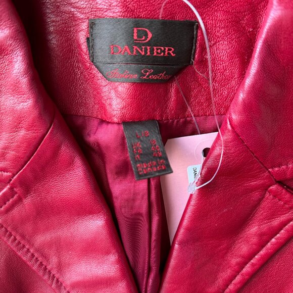 Danier Red Leather Blazer Jacket - Sz L - Amazing Vintage Condition - Picture 5 of 15